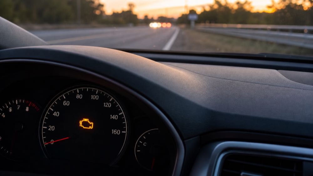 Check engine light illuminated while a car is safely parked on the roadside