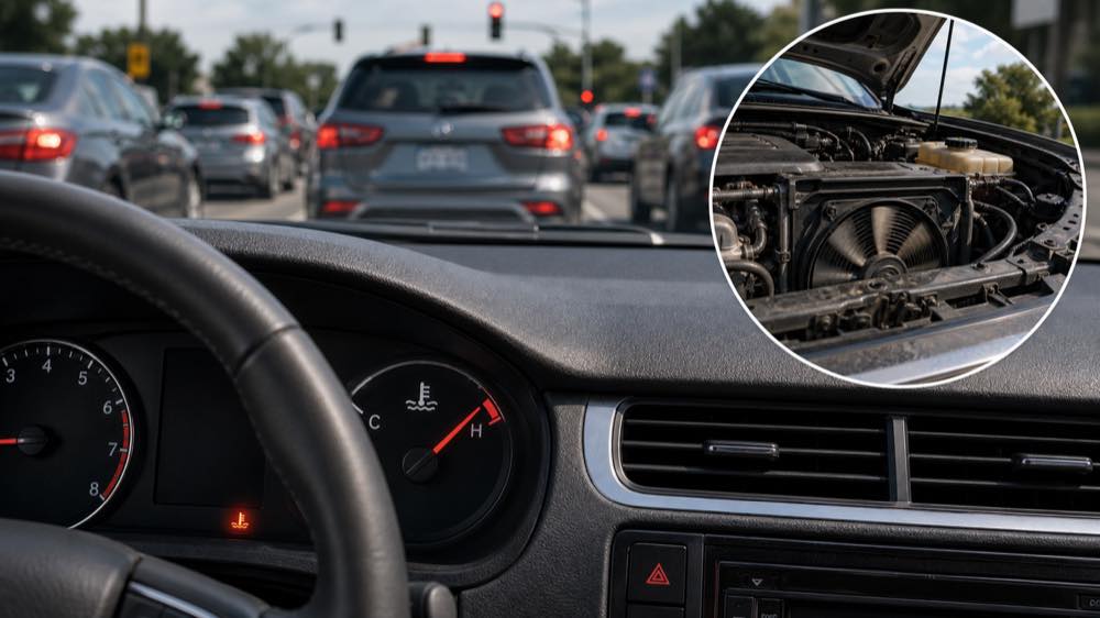 Car temperature gauge rising while idling in traffic